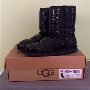 Size 7 Black Sequin Ugg Boots